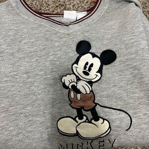 Vintage embroider Mickey Mouse Gray Shirt